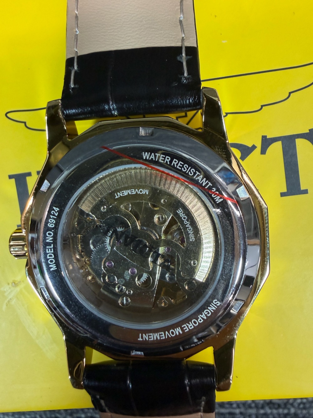 Invicta Objet D Art Epigraph Automatic Gold Skeleton Dial Watch Black Strap New - Picture 7 of 11